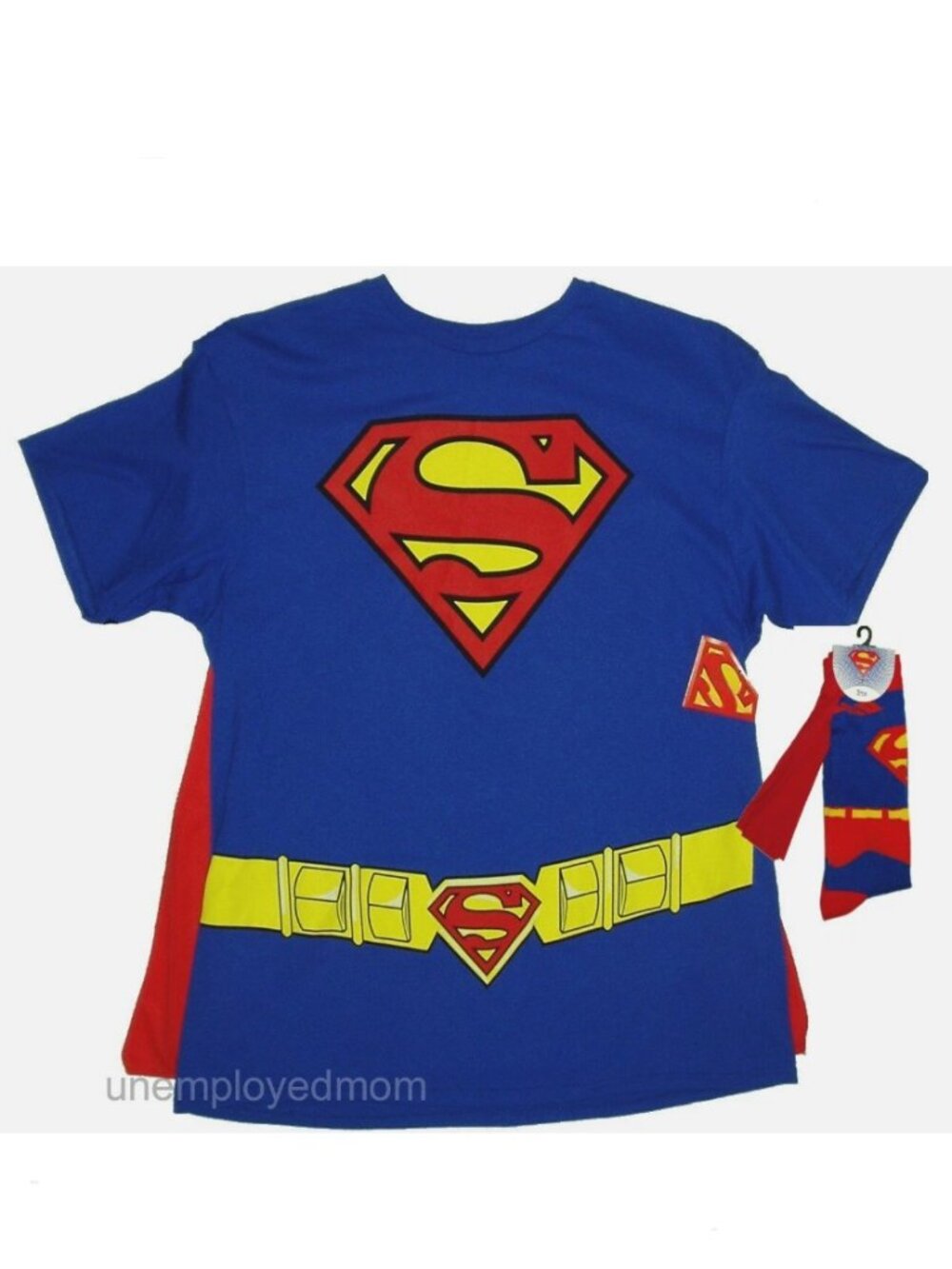 Men's Superman Socks Cape Matching Tee Mens Shirt Top License Crew Costume